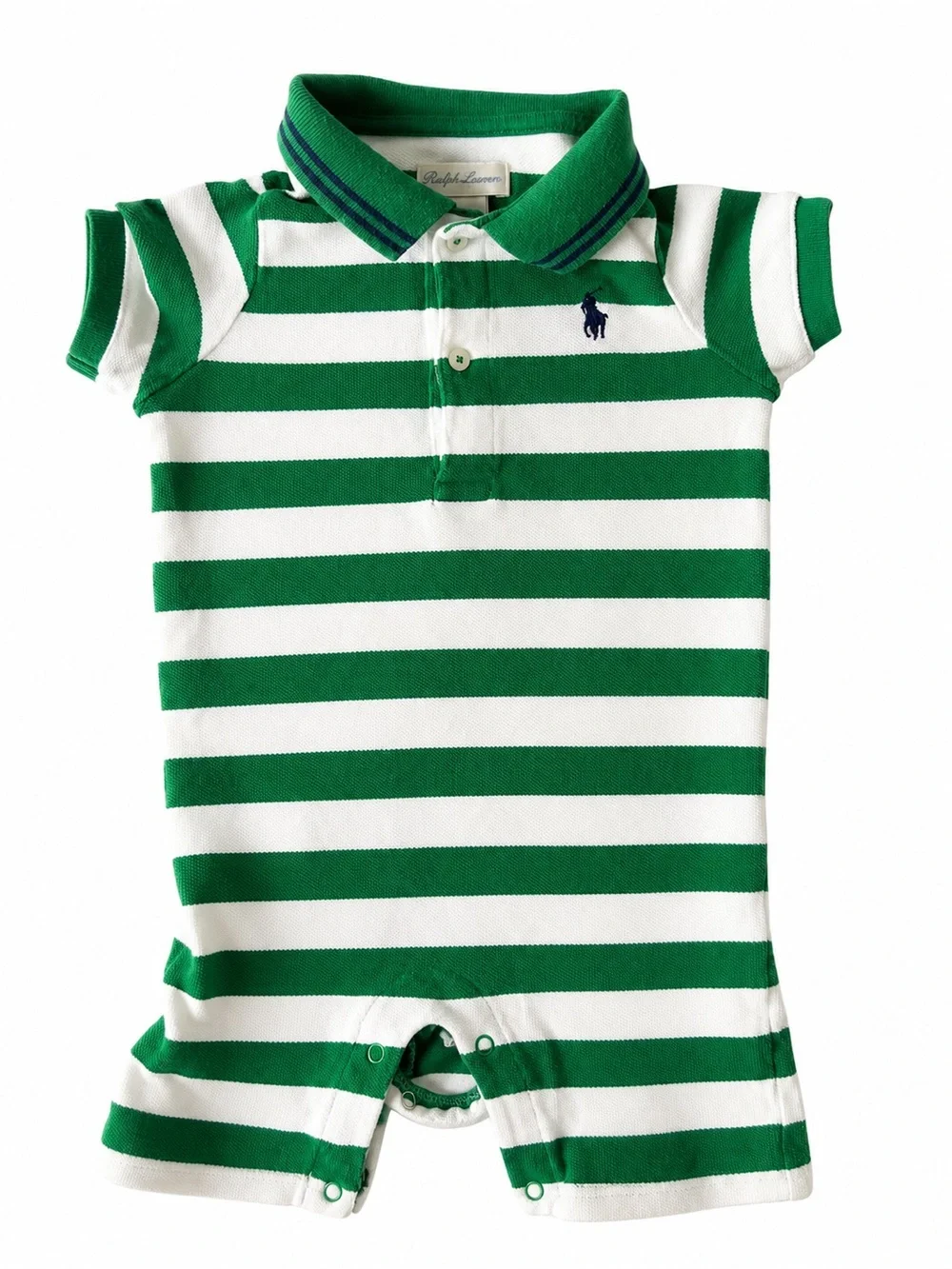 Ralph Lauren Green & White Short Sleeved Romper size 9 months
